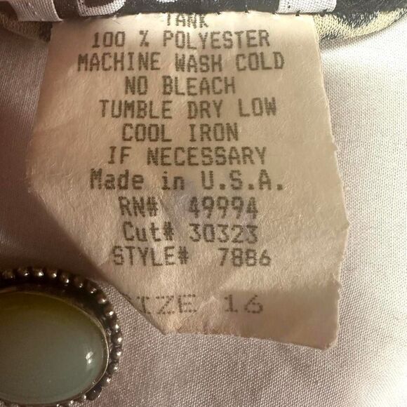 R&M RICHARDS 90s Black Tan Geometric Print Cowl Neck Tank Top Women Plus Size 16 - Picture 4 of 5